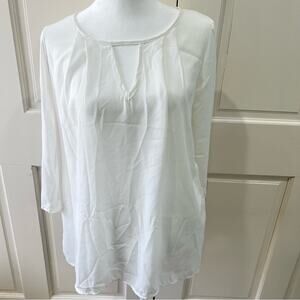 Everly white sheer blouse, size L